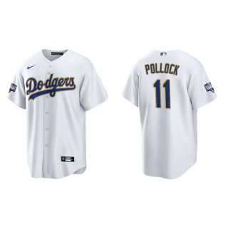 A.J. Pollock #11 Dodgers 2021 Gold Program Jersey White Gold Replica
