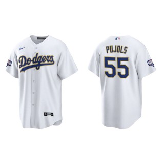 Albert Pujols #55 Dodgers 2021 Gold Program Jersey White Gold Replica