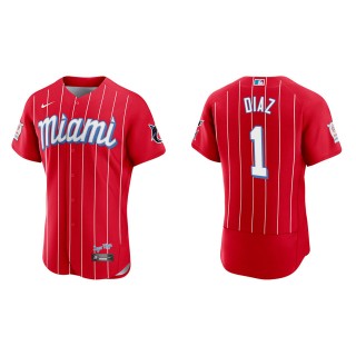 Isan Diaz #1 Marlins 2021 City Connect Jersey Red Authentic
