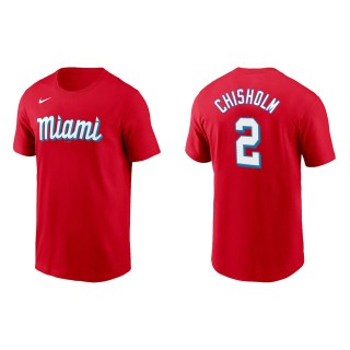 Jazz Chisholm #2 Marlins 2021 City Connect T-Shirt Red