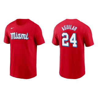 Jesus Aguilar #24 Marlins 2021 City Connect T-Shirt Red