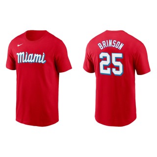 Lewis Brinson #25 Marlins 2021 City Connect T-Shirt Red