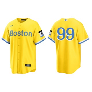 Alex Verdugo #99 Red Sox 2021 City Connect Jersey Gold Light Blue Replica
