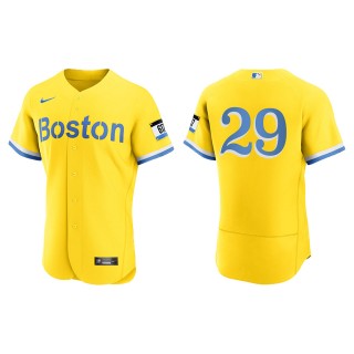 Bobby Dalbec #29 Red Sox 2021 City Connect Jersey Gold Light Blue Authentic