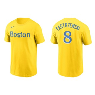 Carl Yastrzemski #8 Red Sox 2021 City Connect T-Shirt Gold