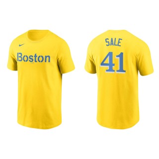 Chris Sale #41 Red Sox 2021 City Connect T-Shirt Gold