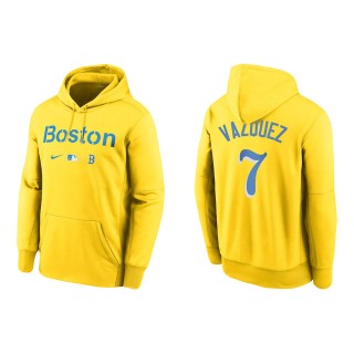 Christian Vazquez #7 Red Sox 2021 City Connect Hoodie Gold