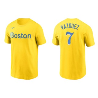 Christian Vazquez #7 Red Sox 2021 City Connect T-Shirt Gold