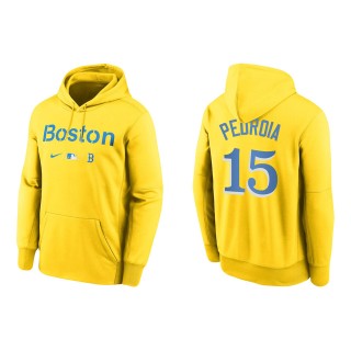 Dustin Pedroia #15 Red Sox 2021 City Connect Hoodie Gold
