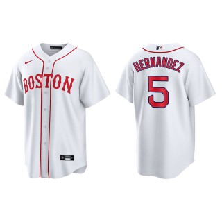 Enrique Hernandez #5 Red Sox 2021 Patriots' Day Jersey White Replica