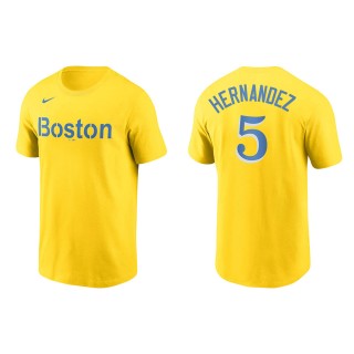 Enrique Hernandez #5 Red Sox 2021 City Connect T-Shirt Gold