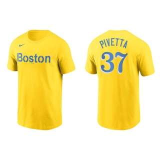 Nick Pivetta #37 Red Sox 2021 City Connect T-Shirt Gold