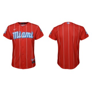 Youth Miami Marlins Red 2021 City Connect Replica Jersey