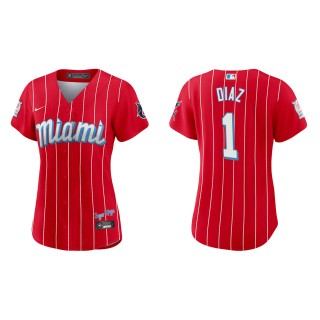 Women Isan Diaz #1 Marlins 2021 City Connect Jersey Red Replica