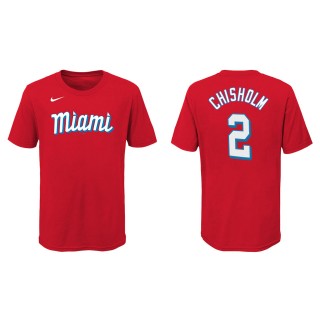 Youth Jazz Chisholm #2 Marlins 2021 City Connect T-Shirt Red