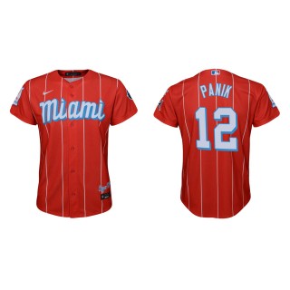Youth Joe Panik #12 Marlins 2021 City Connect Jersey Red Replica