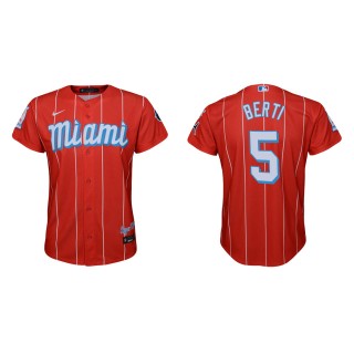 Youth Jon Berti #5 Marlins 2021 City Connect Jersey Red Replica
