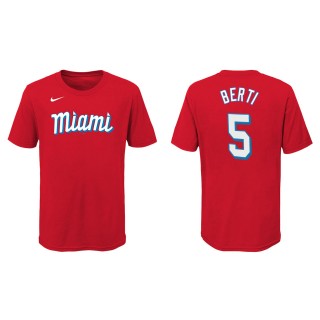 Youth Jon Berti #5 Marlins 2021 City Connect T-Shirt Red