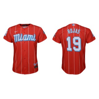 Youth Miguel Rojas #19 Marlins 2021 City Connect Jersey Red Replica