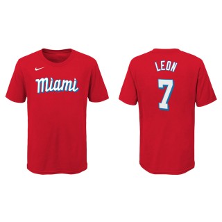 Youth Sandy Leon #7 Marlins 2021 City Connect T-Shirt Red