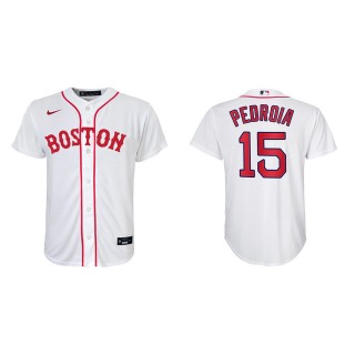 Youth Dustin Pedroia #15 Red Sox 2021 Patriots' Day Jersey White Replica