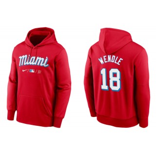 Men's Miami Marlins Joe Wendle Red City Connect Therma Hoodie