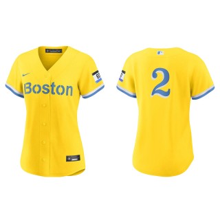Justin Turner Women's Boston Red Sox Nike Gold Light Blue City Connect Replica Jersey