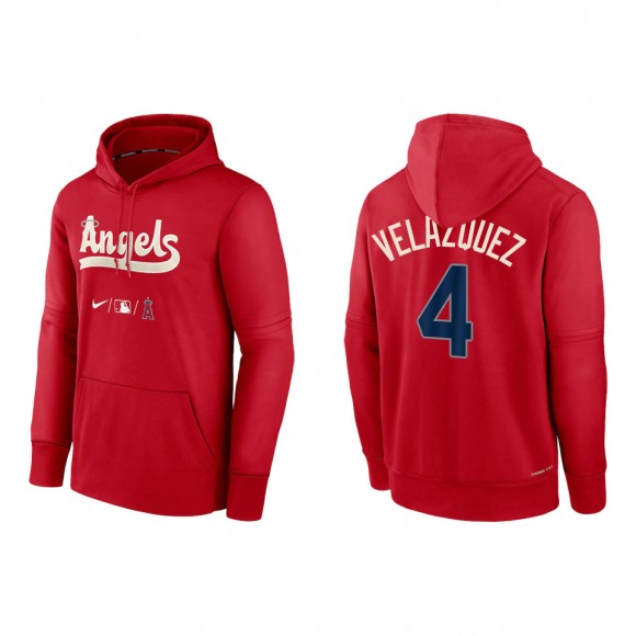 Andrew Velazquez Men's Los Angeles Angels Nike Red 2022 City Connect Authentic Collection Therma Performance Pullover Hoodie