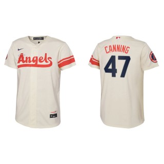 Griffin Canning Youth Los Angeles Angels Nike Cream 2022 City Connect Replica Team Jersey