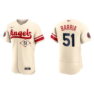 Jaime Barria Men's Los Angeles Angels Nike Cream 2022 City Connect Authentic Team Jersey