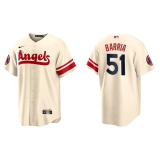 Jaime Barria Men's Los Angeles Angels Nike Cream 2022 City Connect Replica Player Jersey