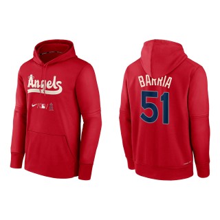 Jaime Barria Men's Los Angeles Angels Nike Red 2022 City Connect Authentic Collection Therma Performance Pullover Hoodie