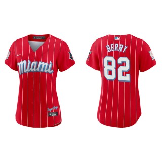 Women's Jacob Berry Marlins Red City Connect Replica Jersey