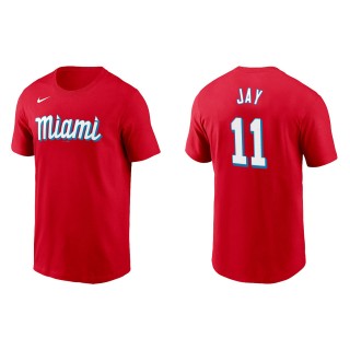 Jon Jay Marlins Red City Connect Wordmark T-Shirt