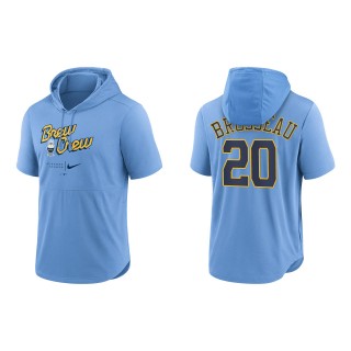 Mike Brosseau Brewers Powder Blue 2022 City Connect Short Sleeve Pullover Hoodie