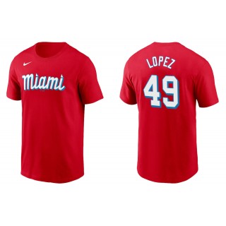 Men's Miami Marlins Pablo Lopez Red City Connect Wordmark T-Shirt