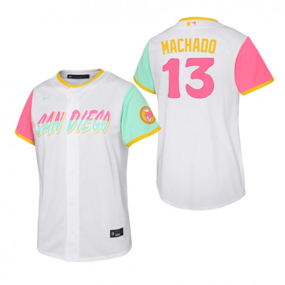 Youth San Diego Padres Manny Machado White 2022 City Connect Replica Player Jersey